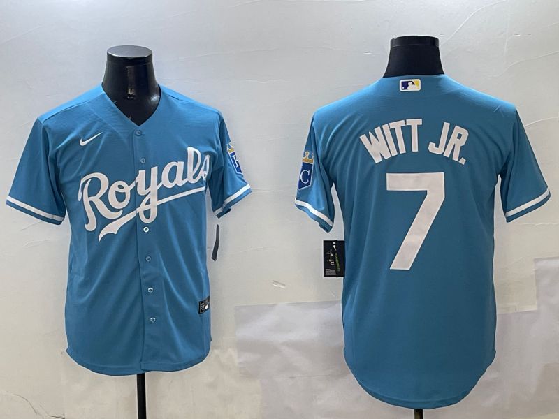 Men Kansas City Royals #7 Witt jr Light Blue Game 2025 Nike MLB Jersey style 3->kansas city royals->MLB Jersey